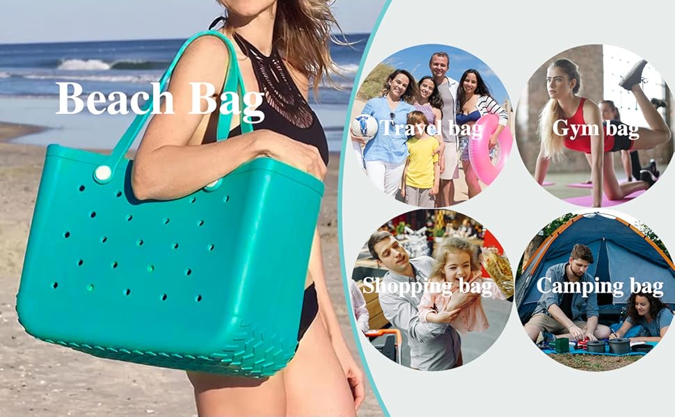 35cm Beach Bag Large Rubber Tote BagWaterproof Washable Open Women Croc Bag Hand Bag Beach Pool Yoga