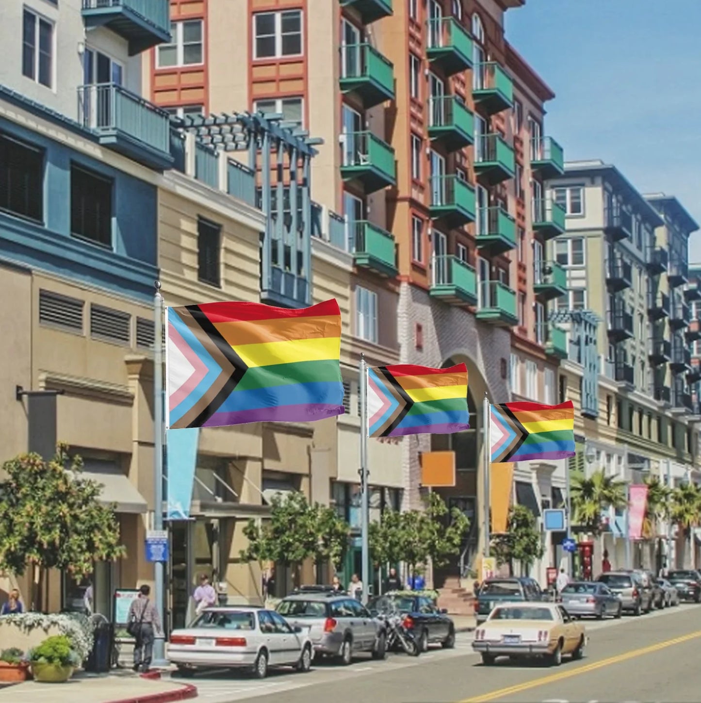 Large Progressive Pride Rainbow Flag Heavy Duty Outdoor Gay Lesbian LGBTQ 90 X 150 CM - 3ft x 5ft - Homeware Discounts