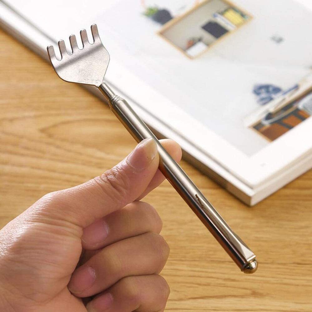 Extendable Telescopic Back Scratcher Metal Hand Claw Massager Tool with Pocket Clip - Homeware Discounts