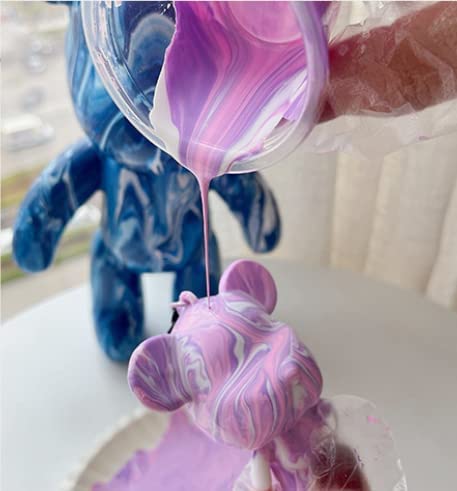Fluid Bear Figurine Painting DIY Set Acrylic Pour Mini Keychain