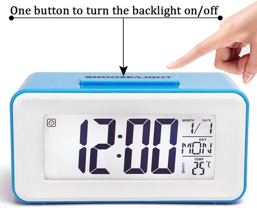 Digital LCD Backlight Display Clock With Calendar Temperature Alarm - Red