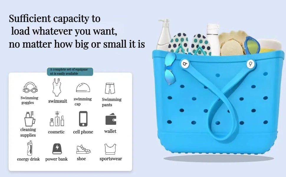 35cm Beach Bag Large Rubber Tote BagWaterproof Washable Open Women Croc Bag Hand Bag Beach Pool Yoga