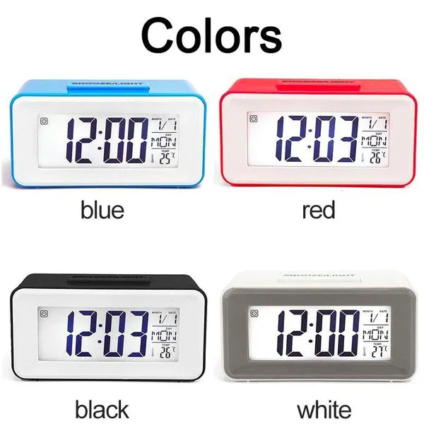 Digital LCD Backlight Display Clock With Calendar Temperature Alarm - Black