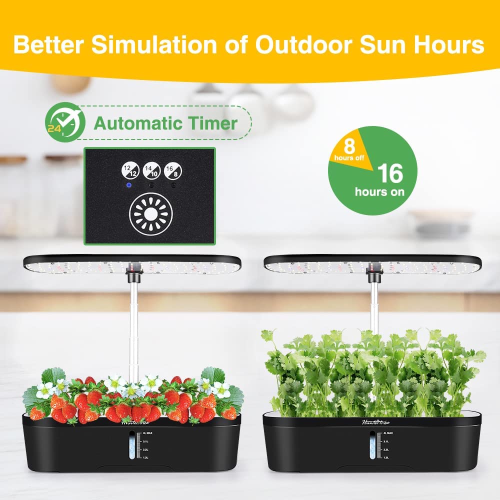 Hydroponics Plant Growing System 12 Pods Indoor Herb Garden Kit Led Grow Light Automatic Germination Kit Garden Planter 4L - Homeware Discounts