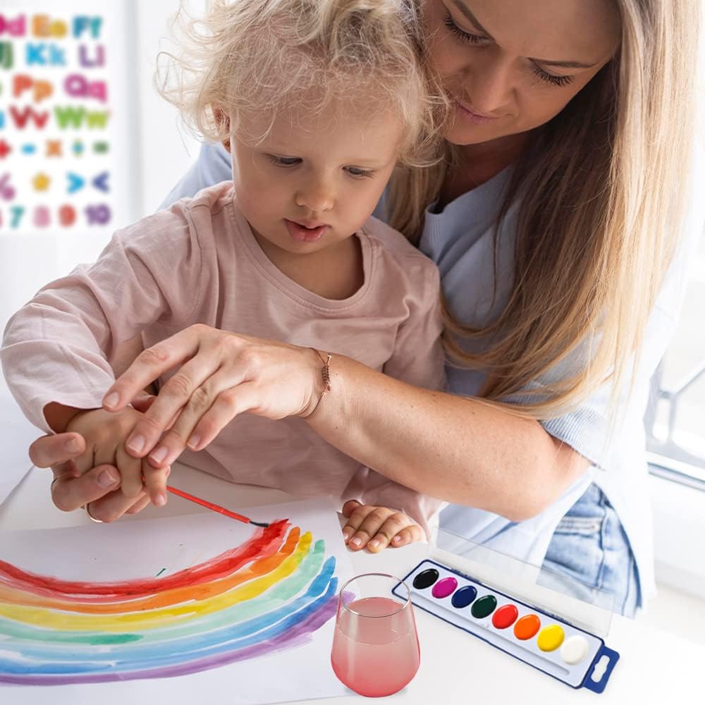 Watercolor Paint Set for Kids Set of 12 8-Colors Painting Kit with Brush