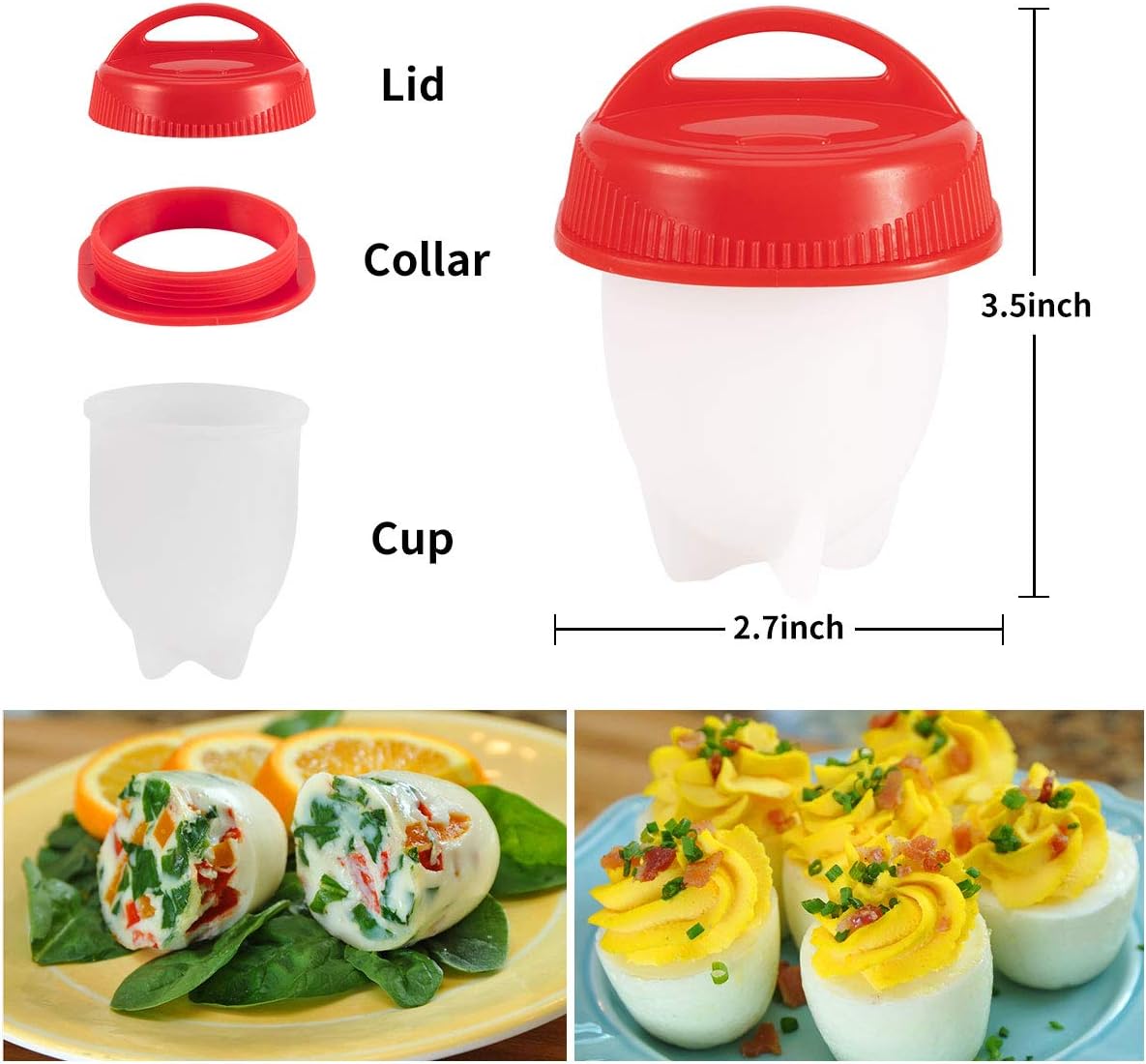 6PCS Food Silicon Egg Boiler Hard Boiled Egglettes Egg Cooker Kitchen Tool