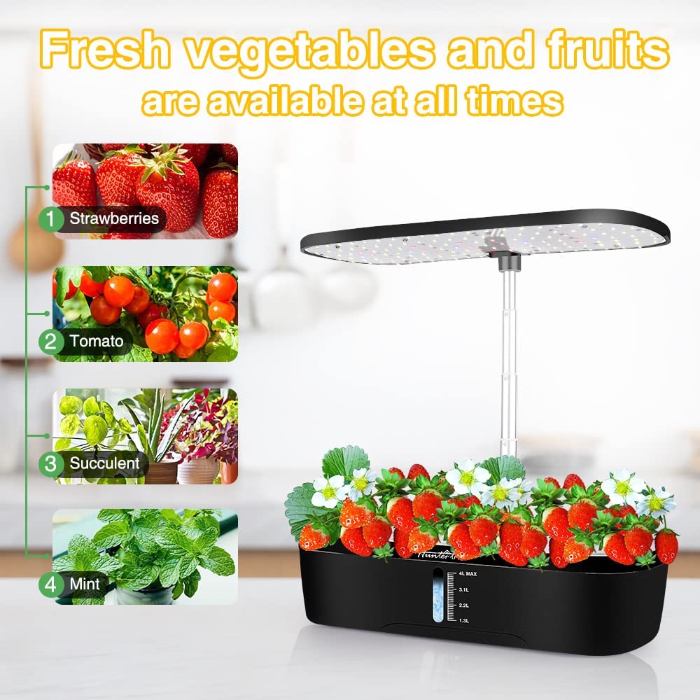 Hydroponics Plant Growing System 12 Pods Indoor Herb Garden Kit Led Grow Light Automatic Germination Kit Garden Planter 4L - Homeware Discounts