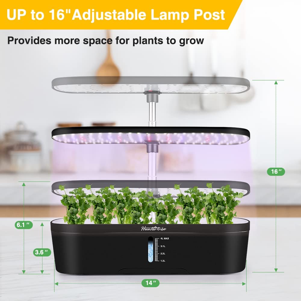 Hydroponics Plant Growing System 12 Pods Indoor Herb Garden Kit Led Grow Light Automatic Germination Kit Garden Planter 4L - Homeware Discounts