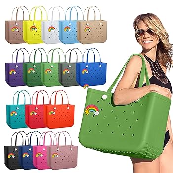 35cm Beach Bag Large Rubber Tote BagWaterproof Washable Open Women Croc Bag Hand Bag Beach Pool Yoga