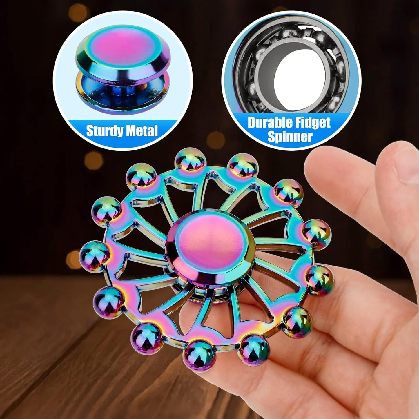 Thors Hammer 3D Metal EDC Neon Rainbow Fidget Hand Spinner toy