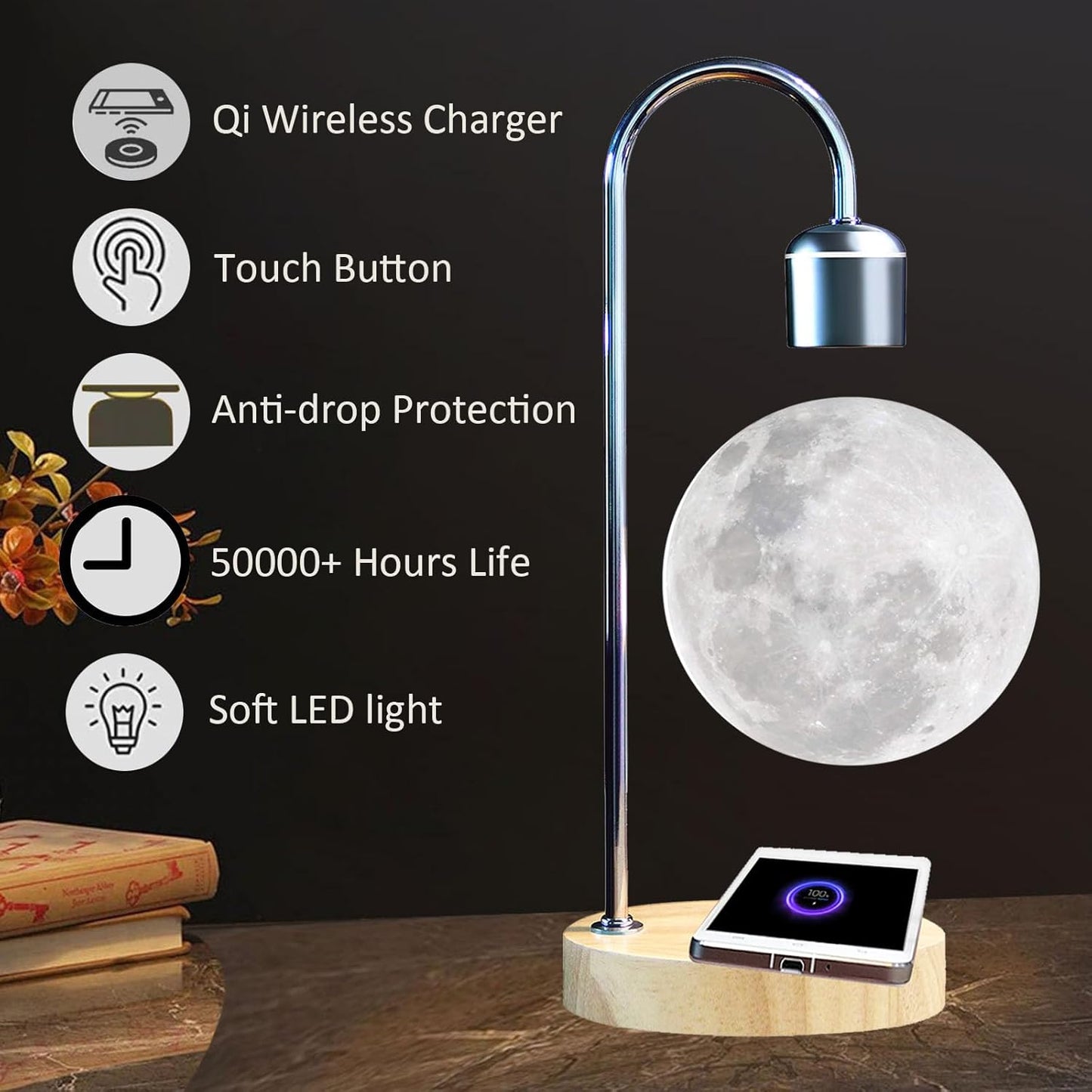 Magnetic Levitating Moon Lamp Zero Gravity Floating Light - Homeware Discounts