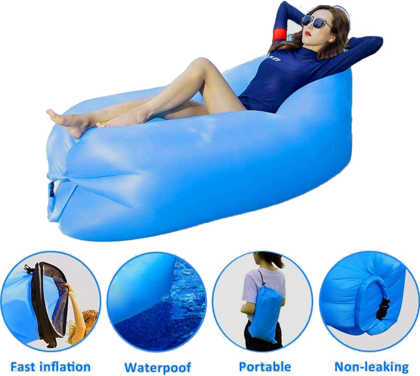 Air Beach Bed Sleeping Bag Lazy Chair Lounge Beach Sofa Bed Inflatable Camping
