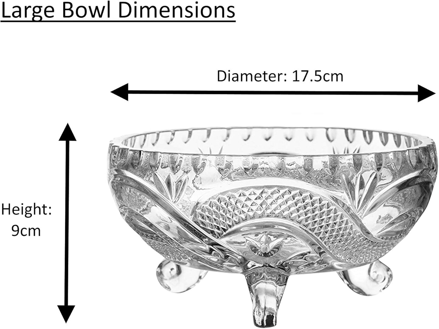 Crystal-Clear Deli Glassware Sugar Bowls/ Trifle / Dessert / Fruit Bowl & Serving Bowls Set of 7