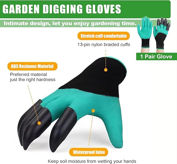 2 Pairs Garden Gloves with Claws for Digging Planting Gardening Glove - Homeware Discounts