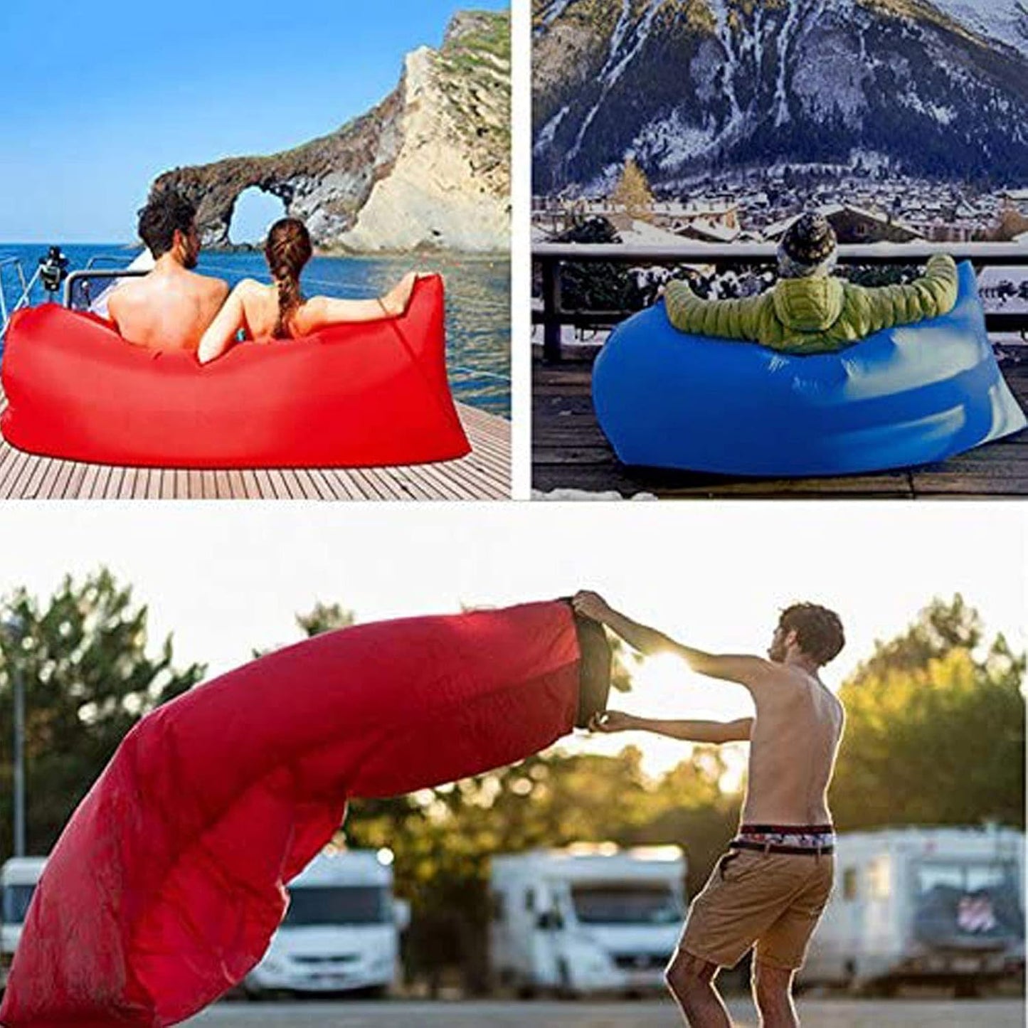 Air Beach Bed Sleeping Bag Lazy Chair Lounge Beach Sofa Bed Inflatable Camping