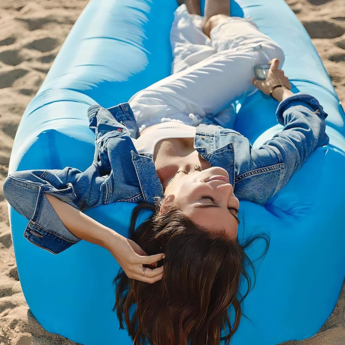 Air Beach Bed Sleeping Bag Lazy Chair Lounge Beach Sofa Bed Inflatable Camping