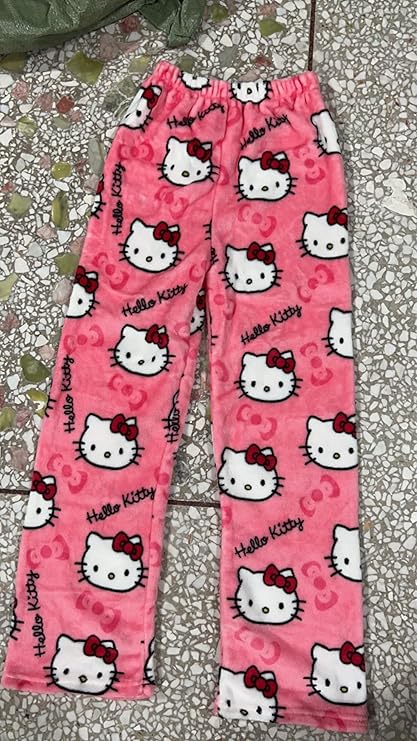 Hello Kitty Pajama Pants Women's Flannel winter Pajamas Bottoms Girls Soft Comfy Sleep Lounge Fuzzy Long Pant - Homeware Discounts
