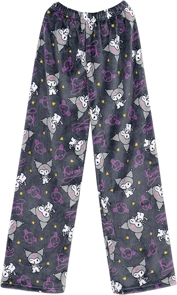 Kuromi Pajama Pants Women's Flannel winter Pajamas Bottoms Girls Soft Comfy Sleep Lounge Fuzzy Long Pants - Homeware Discounts