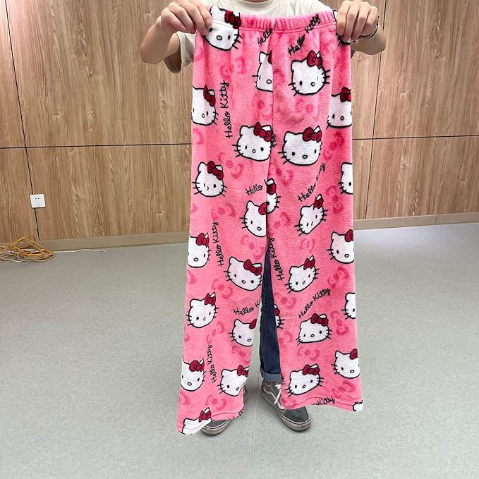 Hello Kitty Pajama Pants Women's Flannel winter Pajamas Bottoms Girls Soft Comfy Sleep Lounge Fuzzy Long Pant - Homeware Discounts