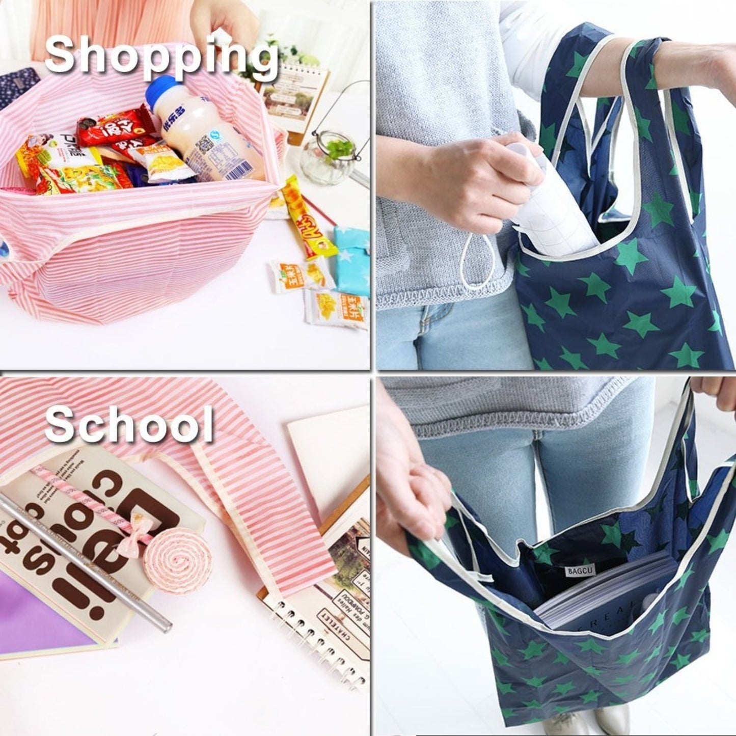 BAGCU Reusable Bag Foldeable Recycle Grocery Shopping Bag ECO Friendly Tote Handbag - Homeware Discounts