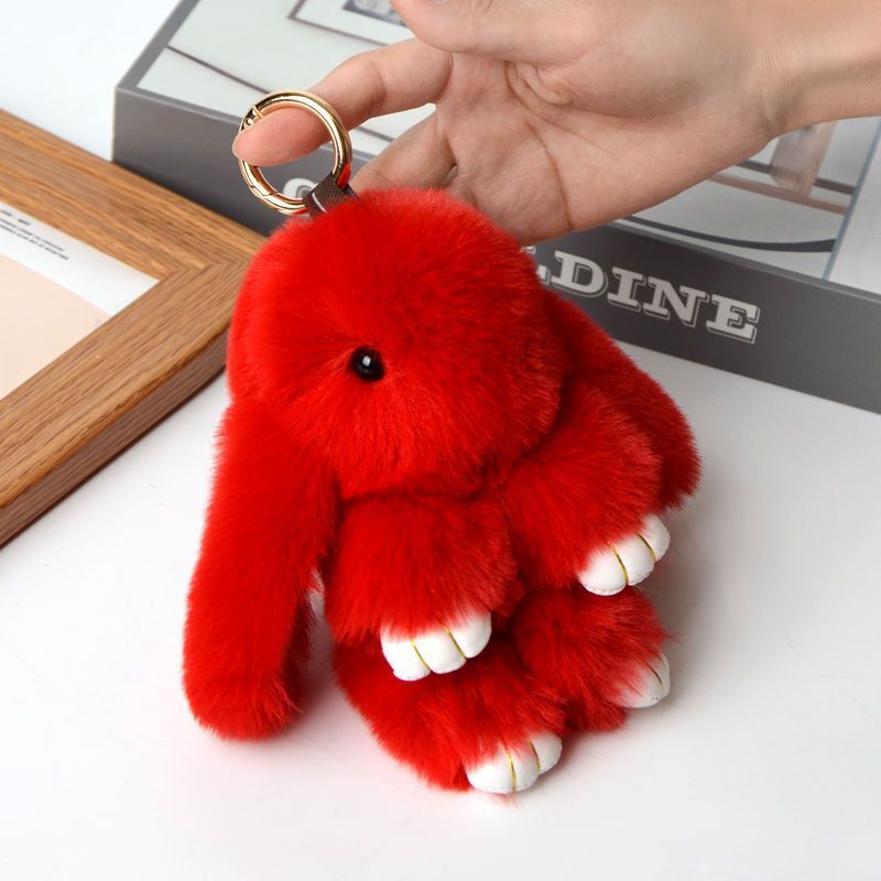 15CM Rabbit Bunny Plush Keychain Keyring Bag Accessory Faux Fur - Homeware Discounts