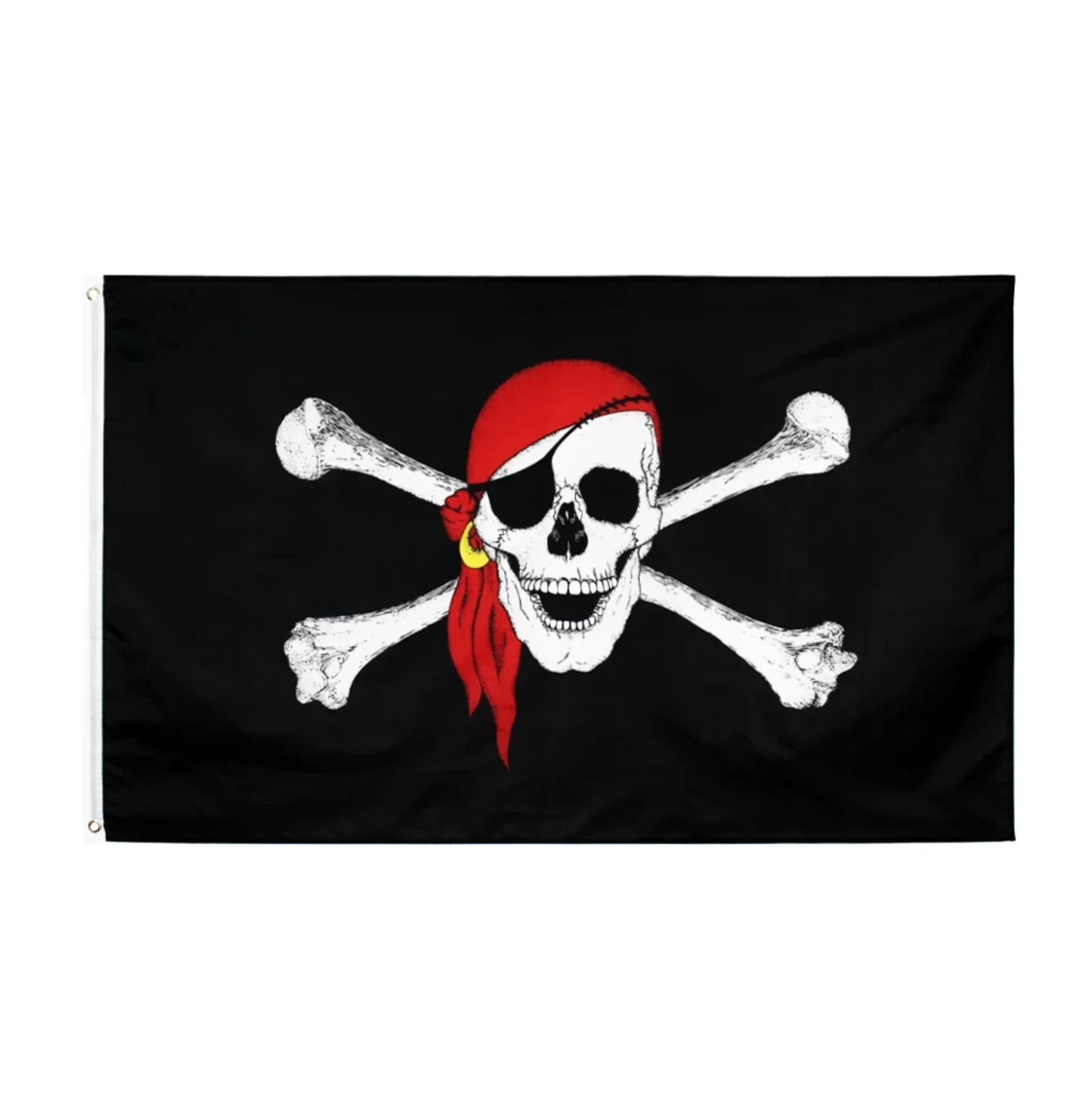 Large Pirate Flag Red Scarf Jolly Roger Skull & Crossbone 90 X 150 CM - 3ft x 5ft - Homeware Discounts