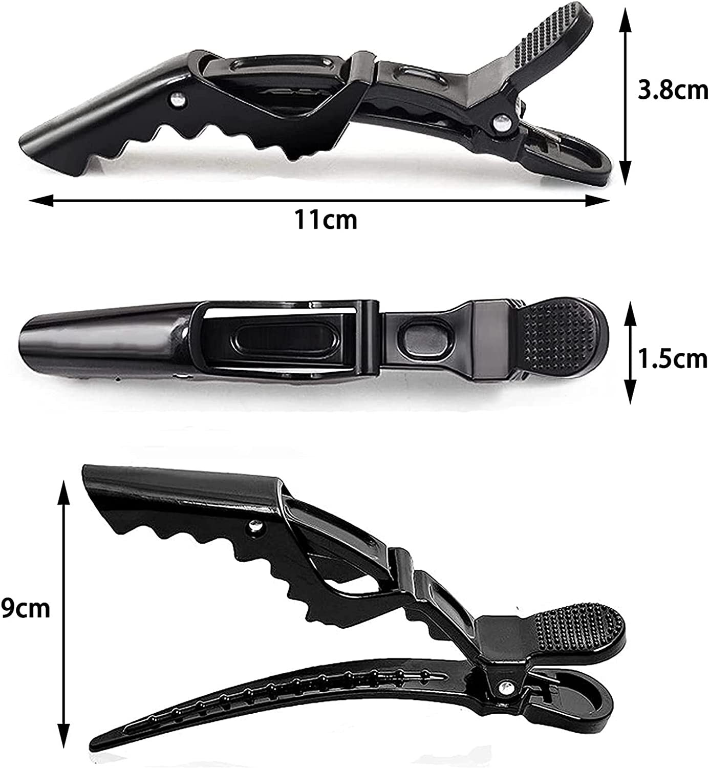 10x Crocodile Hair Clips Salon Hairdressing Tool Matte Section Claw Clamp Black - Homeware Discounts