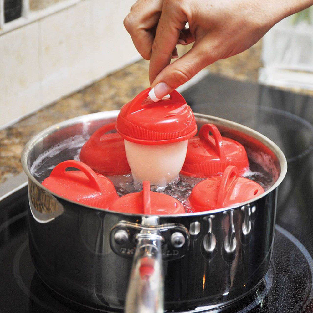 6PCS Food Silicon Egg Boiler Hard Boiled Egglettes Egg Cooker Kitchen Tool