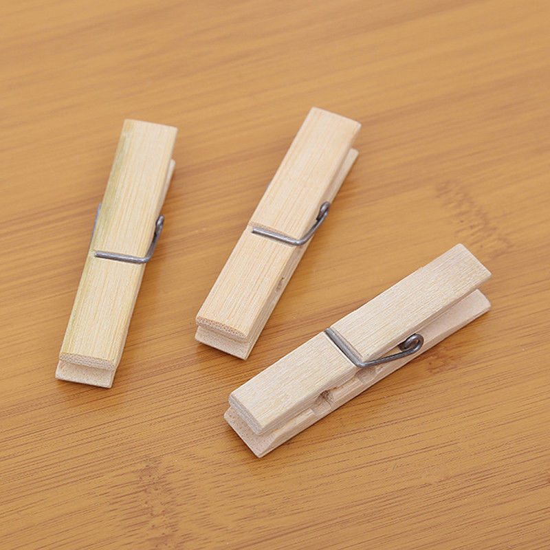 20PCS Nature Bamboo Clips Clothes Pins Drying Clips Pegs - Homeware Discounts