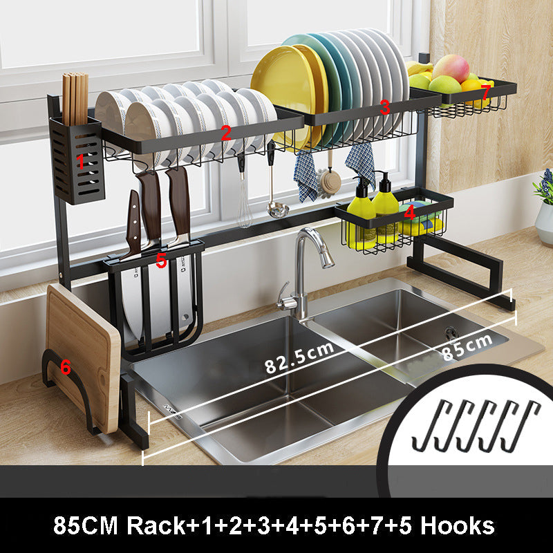 Dish Rack Over The Sink 86.5CM Stainless Steel Kitchen Multipurpose Utensils Holder - Homeware Discounts