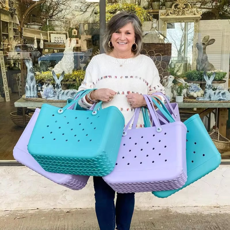 35cm Beach Bag Large Rubber Tote BagWaterproof Washable Open Women Croc Bag Hand Bag Beach Pool Yoga