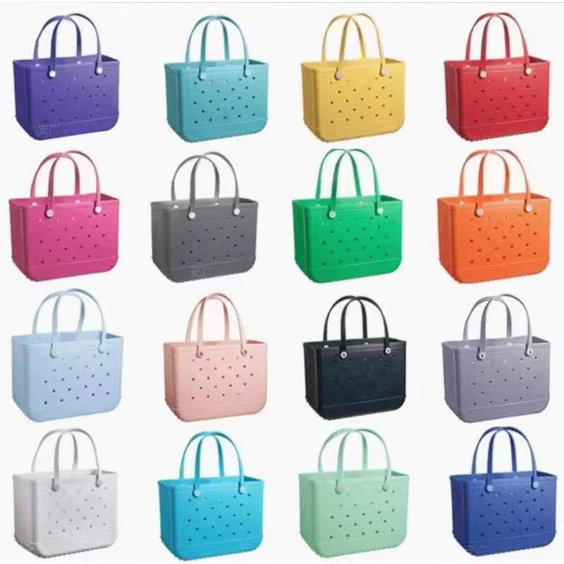 35cm Beach Bag Large Rubber Tote BagWaterproof Washable Open Women Croc Bag Hand Bag Beach Pool Yoga