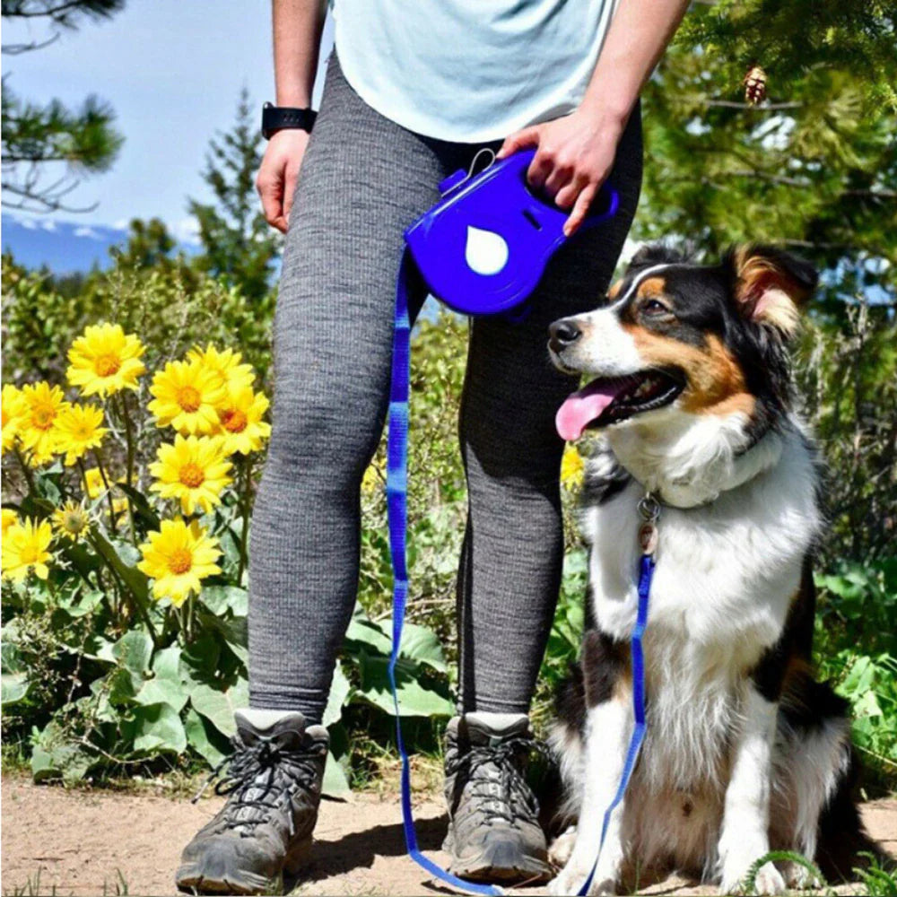 Aqua Leash multi function Dog Leash Built-in Water Bottle Collapsible Bow Waste Bag Dispenser nonretractable Dog Leash - Homeware Discounts