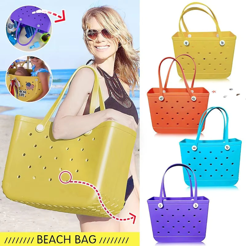 35cm Beach Bag Large Rubber Tote BagWaterproof Washable Open Women Croc Bag Hand Bag Beach Pool Yoga