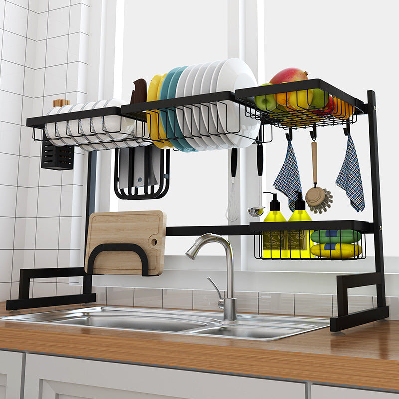 Dish Rack Over The Sink 86.5CM Stainless Steel Kitchen Multipurpose Utensils Holder - Homeware Discounts