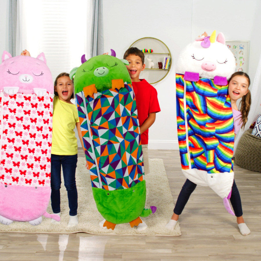 Sleeping Bag Happy Napper Kids Children Blanket Winter fluffy warm Cat Pillow & Sleepy Sack plush