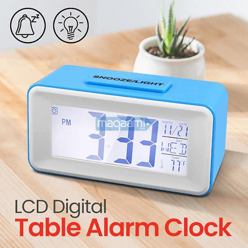Digital LCD Backlight Display Clock With Calendar Temperature Alarm - Black
