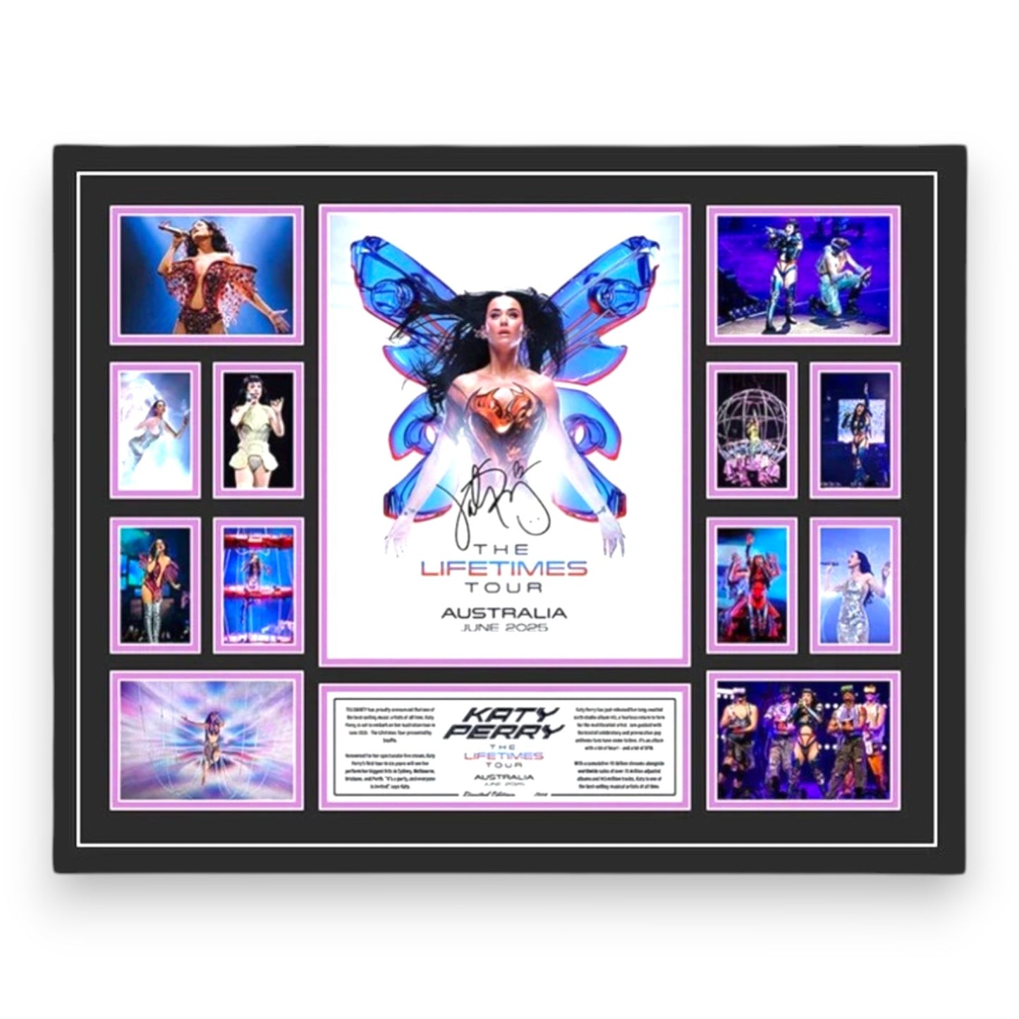 KATY PERRY THE LIFETIMES TOUR 2025 AUSTRALIA Signed Limited Edition Photo Memorabilia Wooden Frame