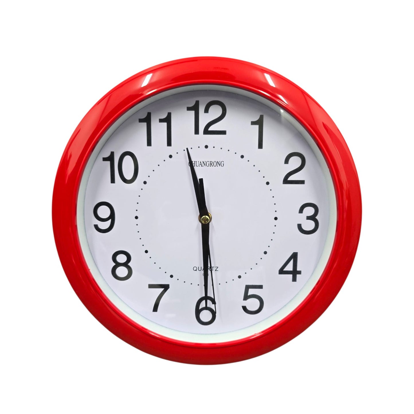 Concise Silent Non-Ticking Wall Clock Quartz- Red 30cm