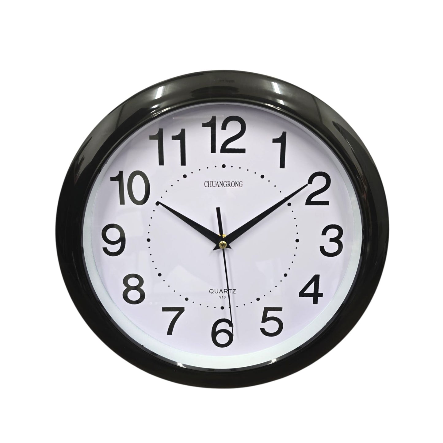 Concise Silent Non-Ticking Wall Clock Quartz- Black 30cm