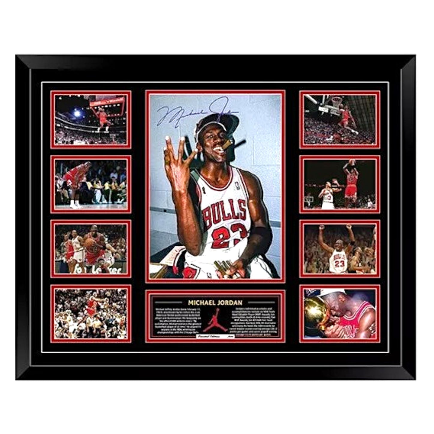 Michael Jordan Chicago Bulls 56CM x 46CM Limited Photo Memorabilia Wooden Frame
