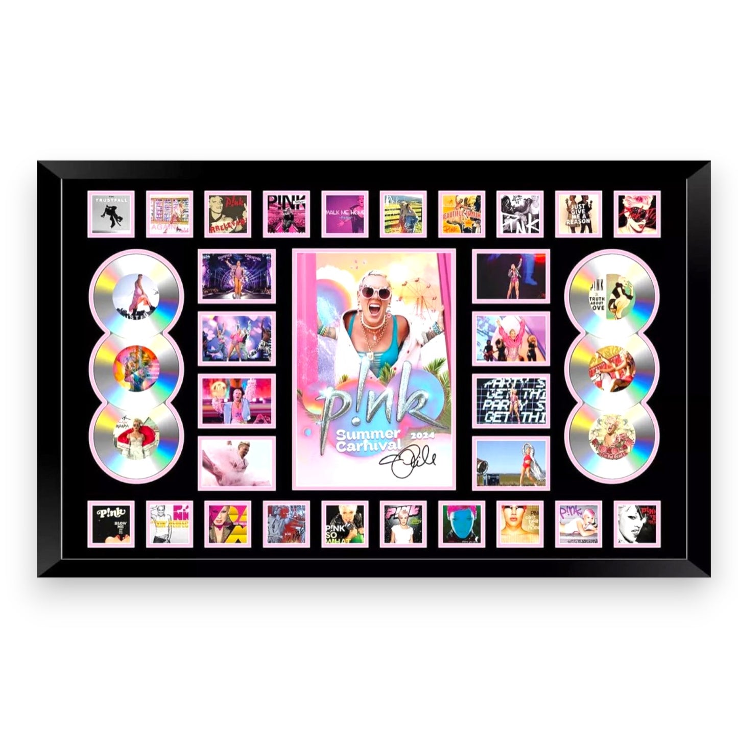 PINK SUMMER CARNIVAL 2024 AUSTRALIA TOUR 86CM x 56CM Signed Limited Photo Memorabilia Frame Wooden