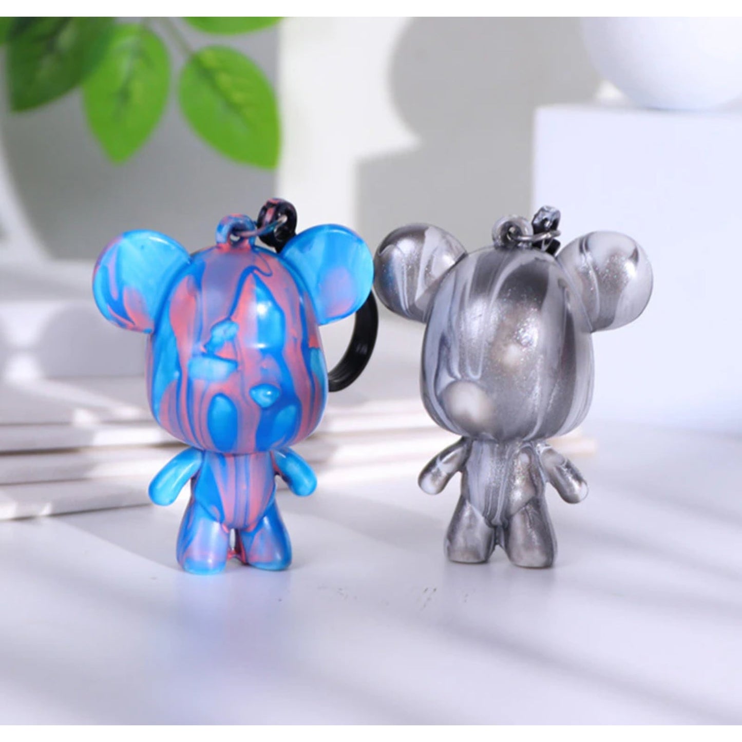 Fluid Bear Figurine Painting DIY Set Acrylic Pour Mini Keychain