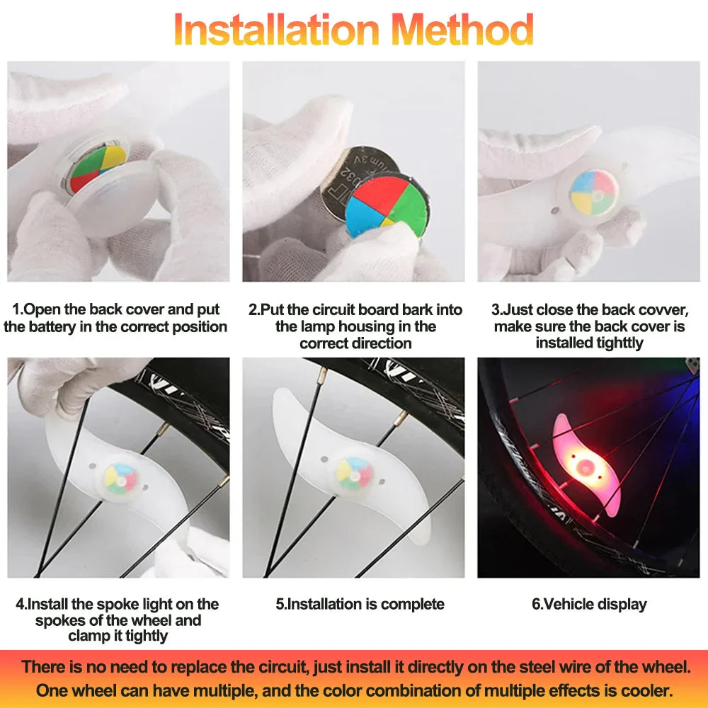 2 Bicycle Cycling Bike Wheel Spoke Wire Tyre Bright LED Flash Light Lamp