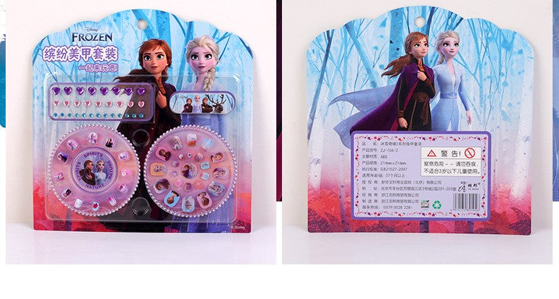 Elsa Anna Olaf Sofia Princess Childrens Press on Nails Fake Frozen Nails Kids Rhinestone Nail Stickers Kids Nail File 65pcs manicure set - Homeware Discounts