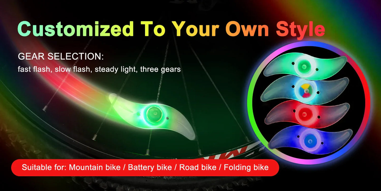 2 Bicycle Cycling Bike Wheel Spoke Wire Tyre Bright LED Flash Light Lamp