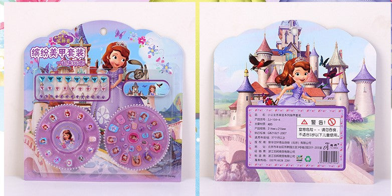 Elsa Anna Olaf Sofia Princess Childrens Press on Nails Fake Frozen Nails Kids Rhinestone Nail Stickers Kids Nail File 65pcs manicure set - Homeware Discounts