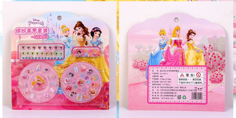 Elsa Anna Olaf Sofia Princess Childrens Press on Nails Fake Frozen Nails Kids Rhinestone Nail Stickers Kids Nail File 65pcs manicure set - Homeware Discounts