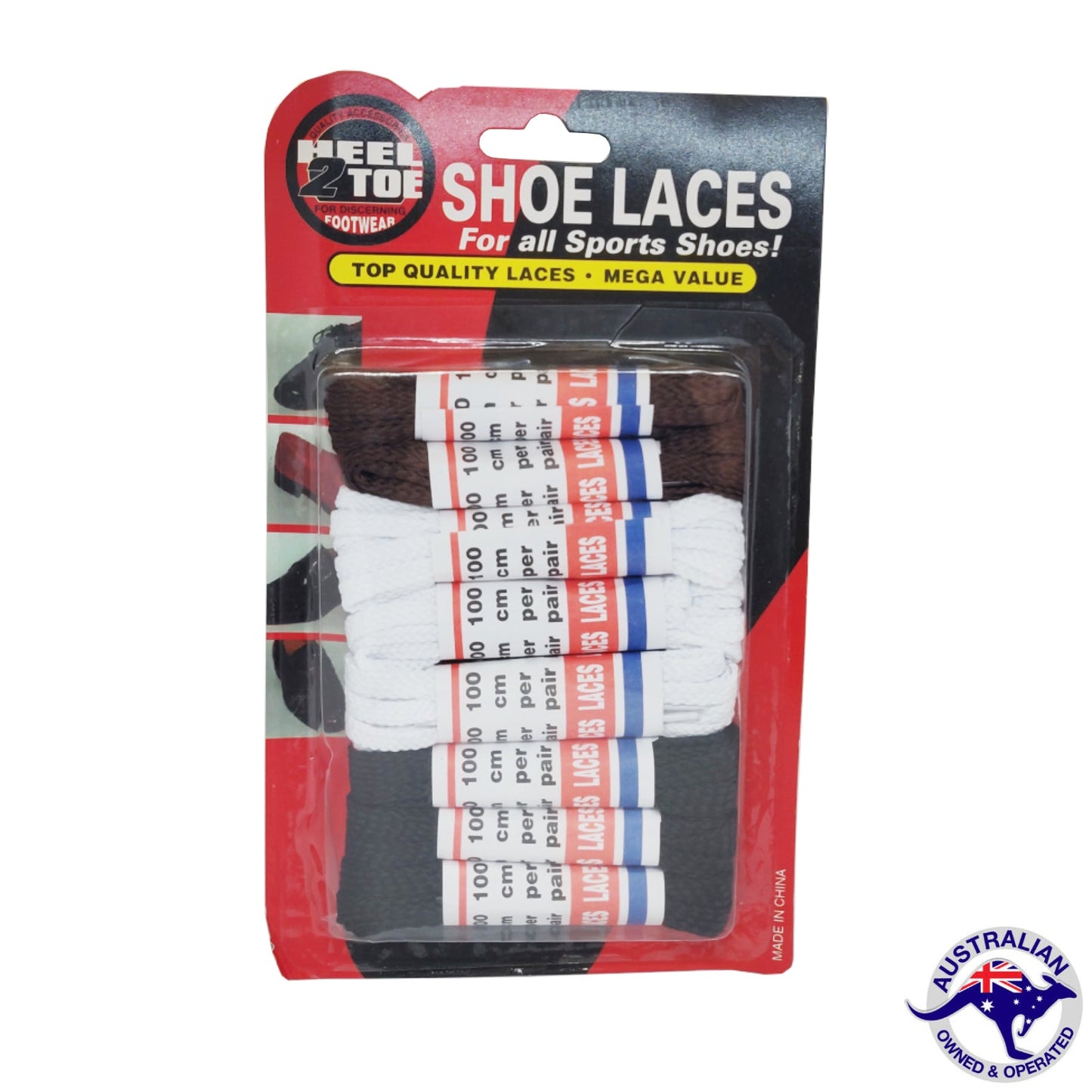8 Pack Shoe Lace Set 100CM White Black Brown AU STOCK - Homeware Discounts