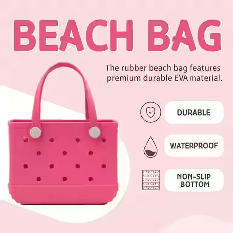 35cm Beach Bag Large Rubber Tote BagWaterproof Washable Open Women Croc Bag Hand Bag Beach Pool Yoga